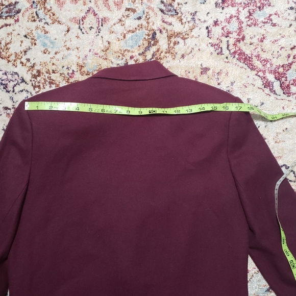 90s Vintage Sag Harbor 100% Wool Burgundy Blazer Size 4 Petite - Picture 8 of 11